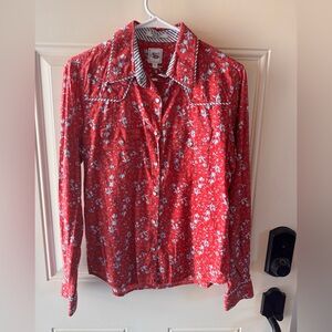 Cruel Girl Red Floral Button Down Shirt